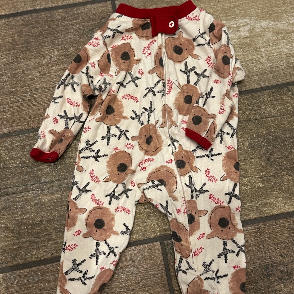 Burt's Bees Kids Footie with Bear and Red Trim